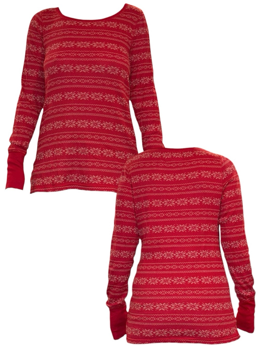 Red Fair Isle Long-Sleeve Top